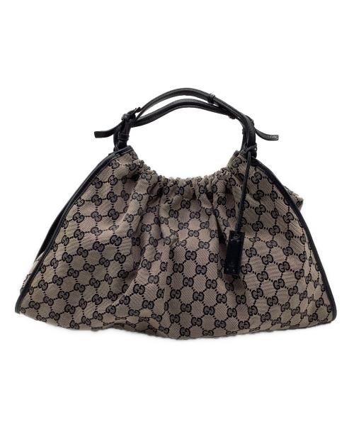 GUCCI（グッチ）GUCCI (グッチ) ハンドバッグ ブラック×ベージュの古着・服飾アイテム