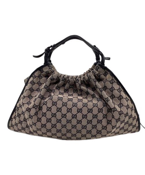 GUCCI（グッチ）GUCCI (グッチ) ハンドバッグ ブラック×ベージュの古着・服飾アイテム