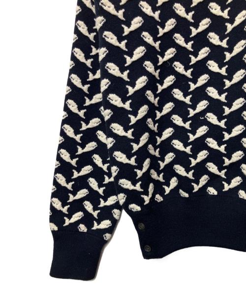 Thom Browne（トムブラウン）Thom Browne (トムブラウン) 厚手ニット ネイビー×ホワイト サイズ:1の古着・服飾アイテム