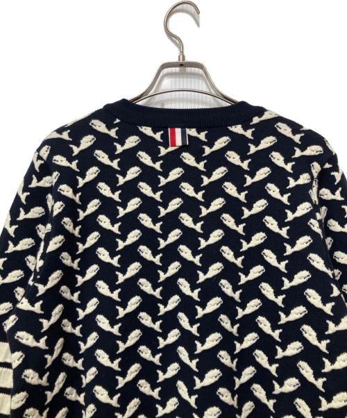 Thom Browne（トムブラウン）Thom Browne (トムブラウン) 厚手ニット ネイビー×ホワイト サイズ:1の古着・服飾アイテム