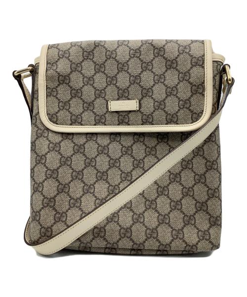 GUCCI（グッチ）GUCCI (グッチ) GGスプリーム　ショルダーバッグ ベージュ×ブラウンの古着・服飾アイテム