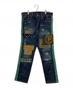 POLO RALPH LAURENポロ・ラルフローレン）の古着「パッチワークデニムパンツ」｜ブルー