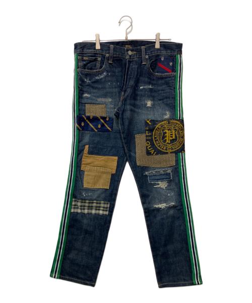 POLO RALPH LAUREN（ポロ・ラルフローレン）POLO RALPH LAUREN (ポロ・ラルフローレン) パッチワークデニムパンツ ブルー サイズ:W32の古着・服飾アイテム