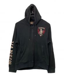 VANSON（バンソン）の古着「アイレットサーマルジップパーカー」｜ブラック