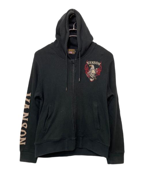 VANSON（バンソン）VANSON (バンソン) アイレットサーマルジップパーカー ブラック サイズ:Lの古着・服飾アイテム