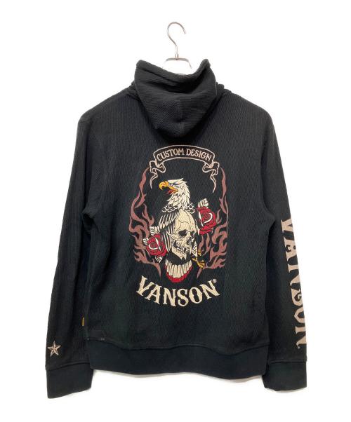 VANSON（バンソン）VANSON (バンソン) アイレットサーマルジップパーカー ブラック サイズ:Lの古着・服飾アイテム