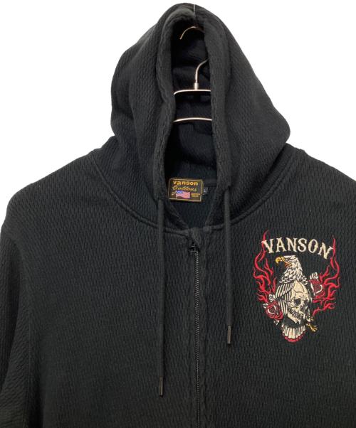 VANSON（バンソン）VANSON (バンソン) アイレットサーマルジップパーカー ブラック サイズ:Lの古着・服飾アイテム