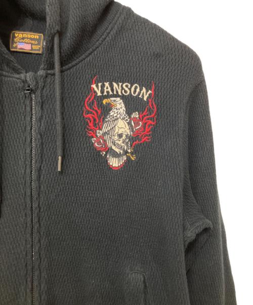 VANSON（バンソン）VANSON (バンソン) アイレットサーマルジップパーカー ブラック サイズ:Lの古着・服飾アイテム