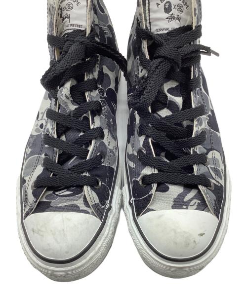 A BATHING APE（ア ベイシング エイプ）A BATHING APE (ア ベイシング エイプ) stussy (ステューシー) ハイカットスニーカー グレー×ブラック×ホワイト サイズ:27.5の古着・服飾アイテム