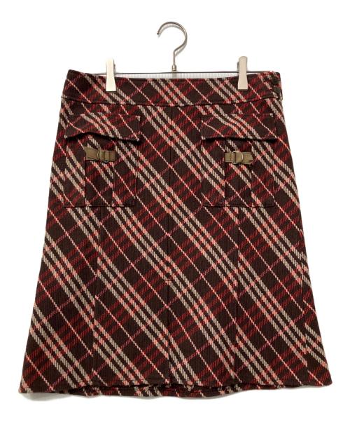 BURBERRY BLUE LABEL（バーバリー ブルー レーベル）BURBERRY BLUE LABEL (バーバリーロンドンブルーレーベル) チェックスカート ブラウン サイズ:38の古着・服飾アイテム