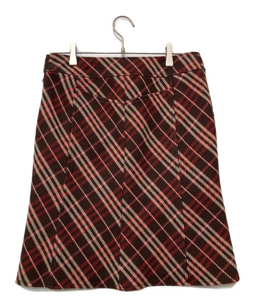 BURBERRY BLUE LABEL（バーバリー ブルー レーベル）BURBERRY BLUE LABEL (バーバリーロンドンブルーレーベル) チェックスカート ブラウン サイズ:38の古着・服飾アイテム
