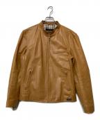 BURBERRY BLACK LABELバーバリーブラックレーベル）の古着「シングルライダースジャケット」｜オレンジ