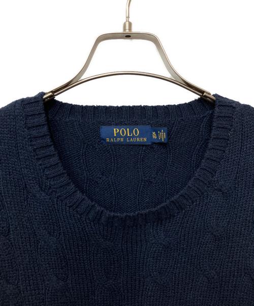 POLO RALPH LAUREN（ポロ・ラルフローレン）POLO RALPH LAUREN (ポロ・ラルフローレン) 薄手ニット ネイビー サイズ:XLの古着・服飾アイテム