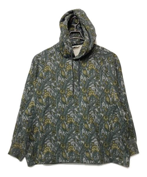 beautiful people（ビューティフルピープル）beautiful people (ビューティフルピープル) cacao print sweat structural parka グレー×イエロー サイズ:42の古着・服飾アイテム