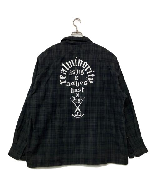RealMinority（リアルマイノリティ）RealMinority (リアルマイノリティ) 長袖シャツ ネイビー×グリーン サイズ:XLの古着・服飾アイテム