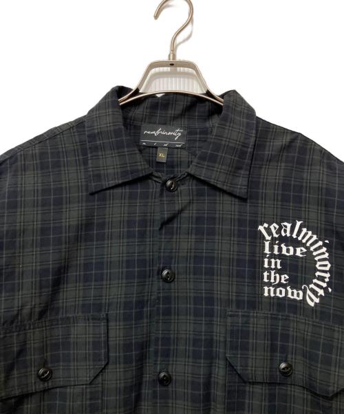 RealMinority（リアルマイノリティ）RealMinority (リアルマイノリティ) 長袖シャツ ネイビー×グリーン サイズ:XLの古着・服飾アイテム