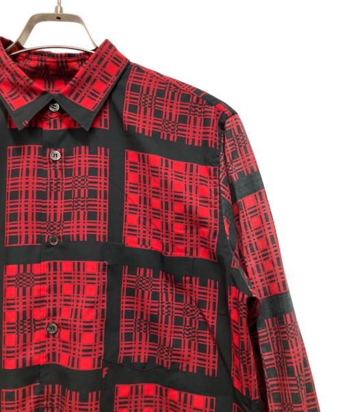 BLACK COMME des GARCONS（ブラックコムデギャルソン）BLACK COMME des GARCONS (ブラックコムデギャルソン) 長袖シャツ ブラック×レッド サイズ:Lの古着・服飾アイテム
