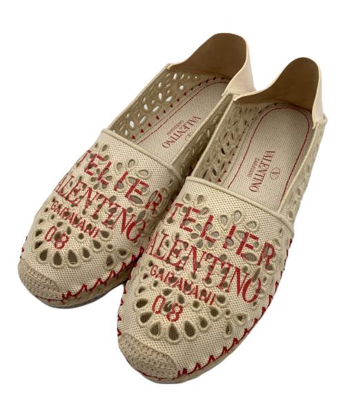VALENTINO GARAVANI（ヴァレンティノ・ガラヴァーニ）VALENTINO GARAVANI (ヴァレンティノ・ガラヴァーニ) エスパドリーユ ベージュ×レッド サイズ:37の古着・服飾アイテム