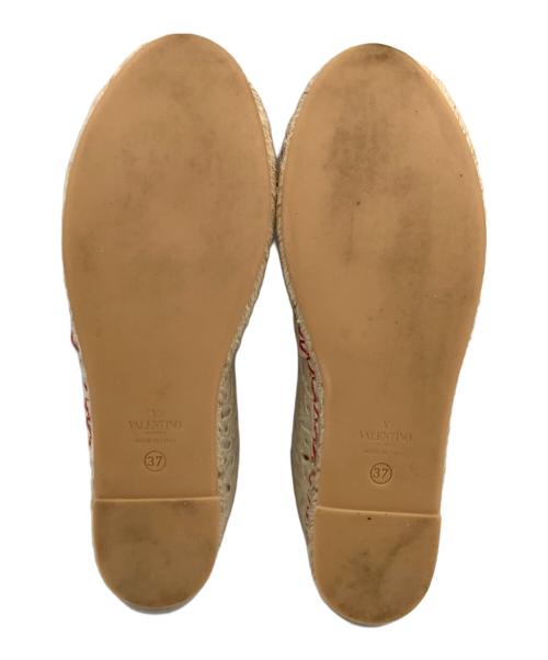 VALENTINO GARAVANI（ヴァレンティノ・ガラヴァーニ）VALENTINO GARAVANI (ヴァレンティノ・ガラヴァーニ) エスパドリーユ ベージュ×レッド サイズ:37の古着・服飾アイテム