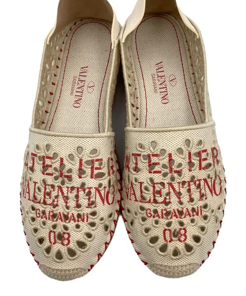 VALENTINO GARAVANI（ヴァレンティノ・ガラヴァーニ）VALENTINO GARAVANI (ヴァレンティノ・ガラヴァーニ) エスパドリーユ ベージュ×レッド サイズ:37の古着・服飾アイテム