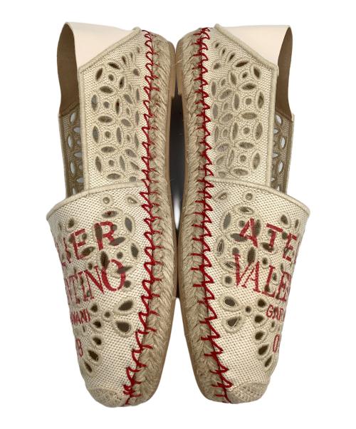 VALENTINO GARAVANI（ヴァレンティノ・ガラヴァーニ）VALENTINO GARAVANI (ヴァレンティノ・ガラヴァーニ) エスパドリーユ ベージュ×レッド サイズ:37の古着・服飾アイテム