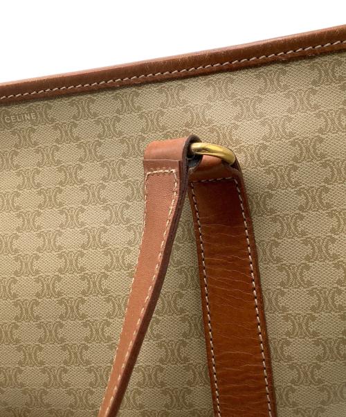 CELINE（セリーヌ）CELINE (セリーヌ) マカダム　トートバッグ ベージュ×ブラウンの古着・服飾アイテム