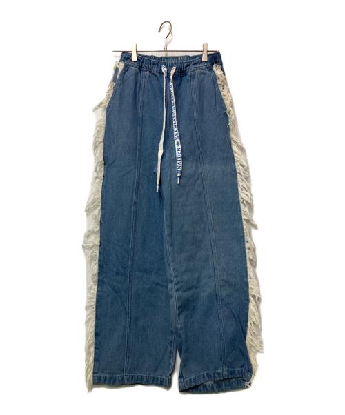 adidas（アディダス）adidas (アディダス) KSENIA SCHNAIDER (クセニア シュナイダー) デニムフレイドジーンズ ブルー サイズ:Mの古着・服飾アイテム