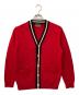 TOMORROW LAND tricot（トゥモローランド トリコ）の古着「ウール ケーブルVネックチルデンカーディガン」｜レッド×ブラック×ホワイト