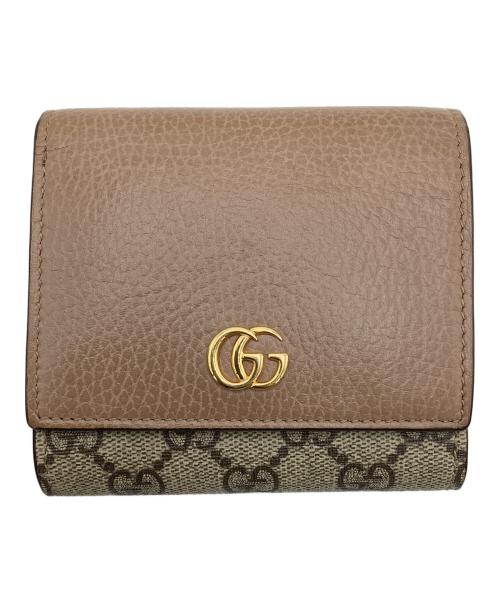 GUCCI（グッチ）GUCCI (グッチ) GGマーモント　2つ折り財布 ベージュの古着・服飾アイテム