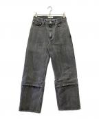 beautiful peopleビューティフルピープル）の古着「selvedge denim flip hem pants blk bleach」｜ブラック