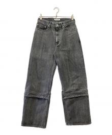 beautiful people（ビューティフルピープル）の古着「selvedge denim flip hem pants blk bleach」｜ブラック
