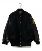 PINK HOUSEピンクハウス）の古着「レザー切替スタジャン」｜ブラック