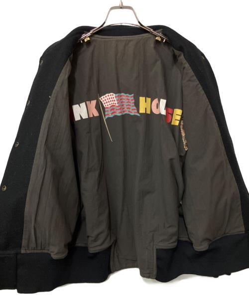 PINK HOUSE（ピンクハウス）PINK HOUSE (ピンクハウス) レザー切替スタジャン ブラック サイズ:不明の古着・服飾アイテム