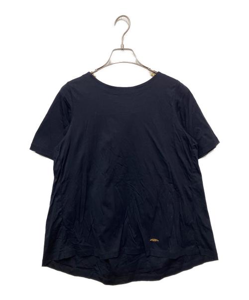 BURBERRY BLUE LABEL（バーバリー ブルー レーベル）BURBERRY BLUE LABEL (バーバリー ブルー レーベル) バックリボン半袖ブラウス ネイビー サイズ:38の古着・服飾アイテム