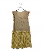 BURBERRY BLUE LABELバーバリー ブルー レーベル）の古着「ノースリーブワンピース」｜ベージュ×イエロー