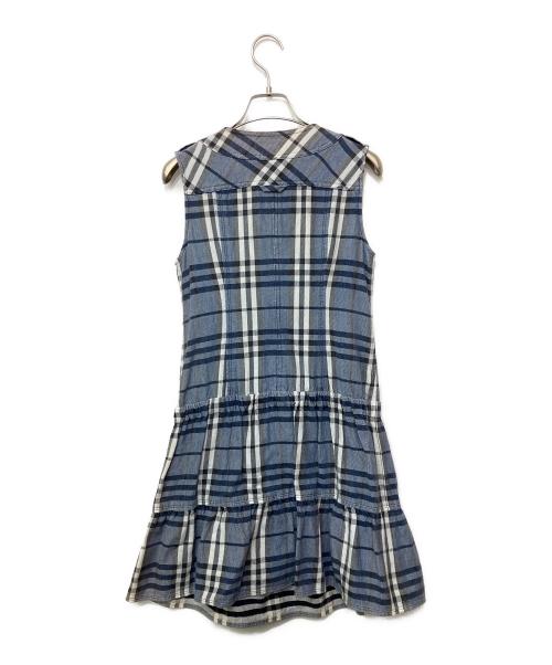 BURBERRY BLUE LABEL（バーバリー ブルー レーベル）BURBERRY BLUE LABEL (バーバリー ブルー レーベル) ノースリーブワンピース ブルー×ブラック サイズ:36の古着・服飾アイテム