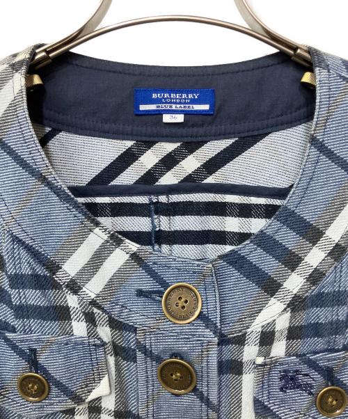 BURBERRY BLUE LABEL（バーバリー ブルー レーベル）BURBERRY BLUE LABEL (バーバリー ブルー レーベル) ノースリーブワンピース ブルー×ブラック サイズ:36の古着・服飾アイテム