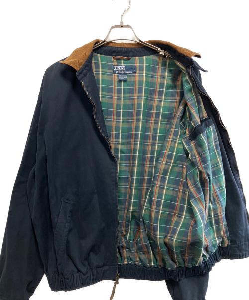 POLO RALPH LAUREN（ポロ・ラルフローレン）POLO RALPH LAUREN (ポロ・ラルフローレン) 襟切替スイングトップ ネイビー×ブラウン サイズ:Lの古着・服飾アイテム