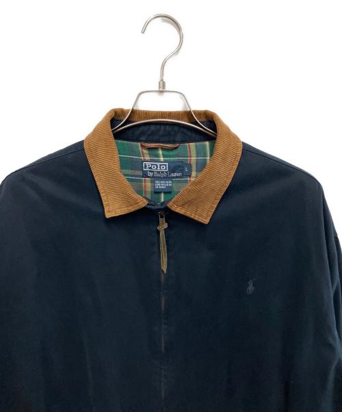 POLO RALPH LAUREN（ポロ・ラルフローレン）POLO RALPH LAUREN (ポロ・ラルフローレン) 襟切替スイングトップ ネイビー×ブラウン サイズ:Lの古着・服飾アイテム