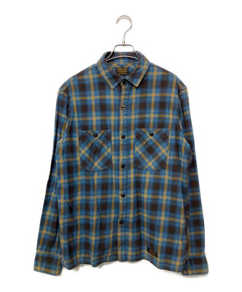 NEIGHBORHOOD（ネイバーフッド）NEIGHBORHOOD (ネイバーフッド) 長袖シャツ ブルー×ブラウン サイズ:Lの古着・服飾アイテム