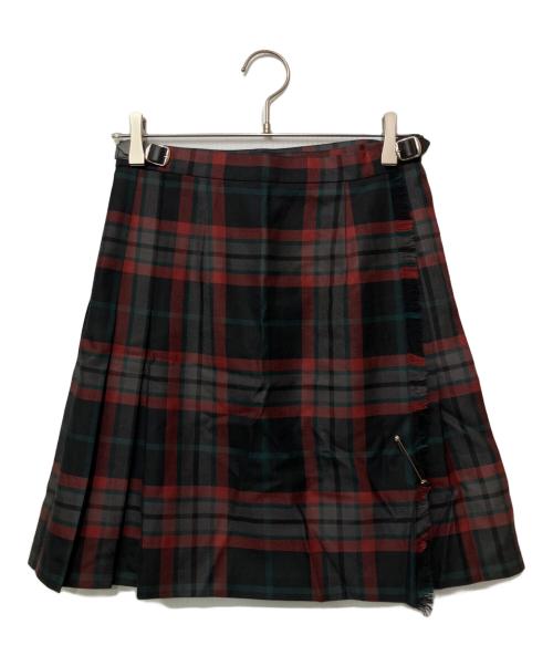 O'NEIL OF DUBLIN（オニールオブダブリン）O'NEIL OF DUBLIN (オニールオブダブリン) ウールラップスカート ブラック×レッド サイズ:38の古着・服飾アイテム