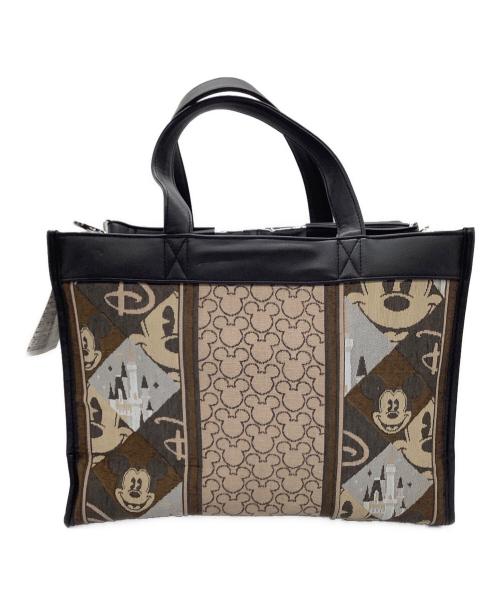 Disney RESORT（ディズニーリゾート）Disney RESORT (ディズニーリゾート) ジャガード織　2WAYバッグ ブラック×ブラウンの古着・服飾アイテム