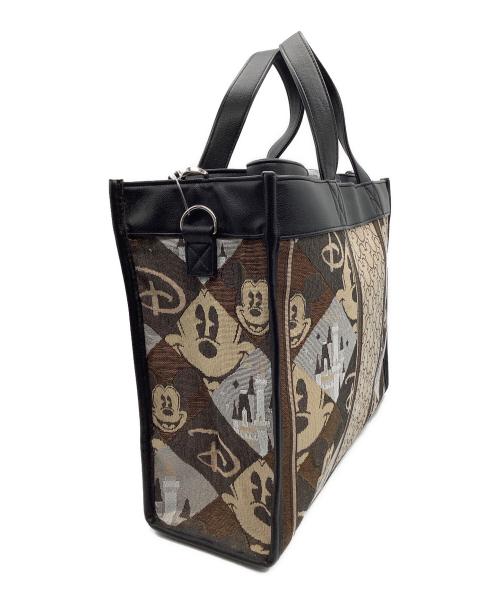 Disney RESORT（ディズニーリゾート）Disney RESORT (ディズニーリゾート) ジャガード織　2WAYバッグ ブラック×ブラウンの古着・服飾アイテム