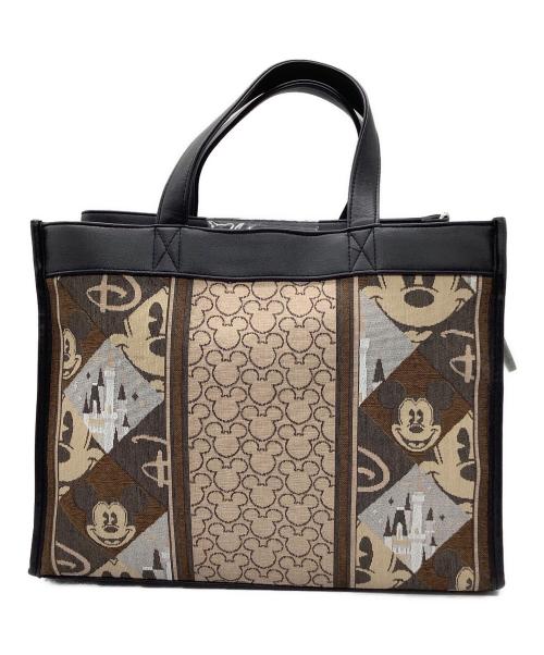 Disney RESORT（ディズニーリゾート）Disney RESORT (ディズニーリゾート) ジャガード織　2WAYバッグ ブラック×ブラウンの古着・服飾アイテム