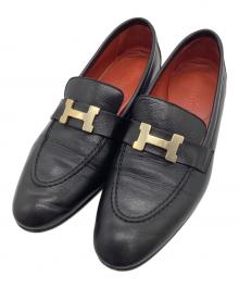 HERMES（エルメス）の古着「semelle cuir　モカシン パリ　ローファー」｜ブラック