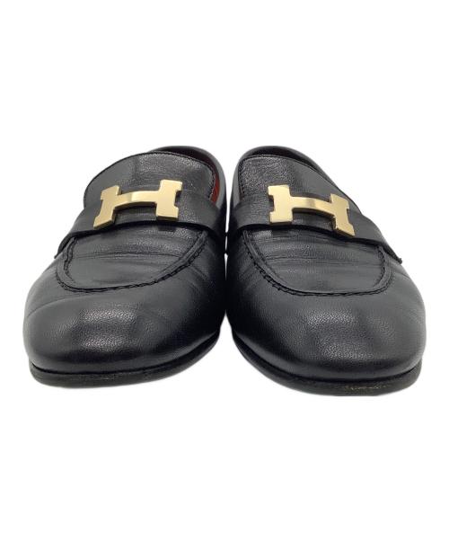 HERMES（エルメス）HERMES (エルメス) semelle cuir　モカシン パリ　ローファー ブラック サイズ:37　1/2の古着・服飾アイテム