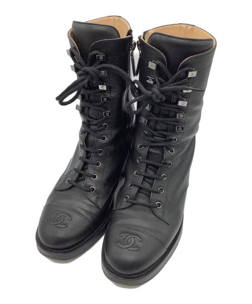CHANEL（シャネル）CHANEL (シャネル) レースアップブーツ ブラック サイズ:38Cの古着・服飾アイテム