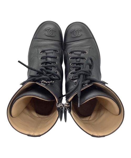 CHANEL（シャネル）CHANEL (シャネル) レースアップブーツ ブラック サイズ:38Cの古着・服飾アイテム