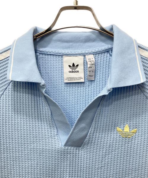 adidas（アディダス）adidas (アディダス) ワッフルニットポロシャツ スカイブルー サイズ:Lの古着・服飾アイテム