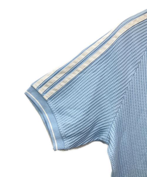adidas（アディダス）adidas (アディダス) ワッフルニットポロシャツ スカイブルー サイズ:Lの古着・服飾アイテム